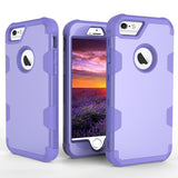 For iPhone 6/6S PC+ Silicone 2 in 1 Hit Color Tri-proof Shockproof Dustproof Anti-fall Protective Cover Back Case purple