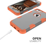 For iPhone 6/6S PC+ Silicone 2 in 1 Hit Color Tri-proof Shockproof Dustproof Anti-fall Protective Cover Back Case Gray + orange