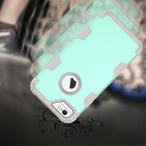 For iPhone 6/6S PC+ Silicone 2 in 1 Hit Color Tri-proof Shockproof Dustproof Anti-fall Protective Cover Back Case Mint green + gray