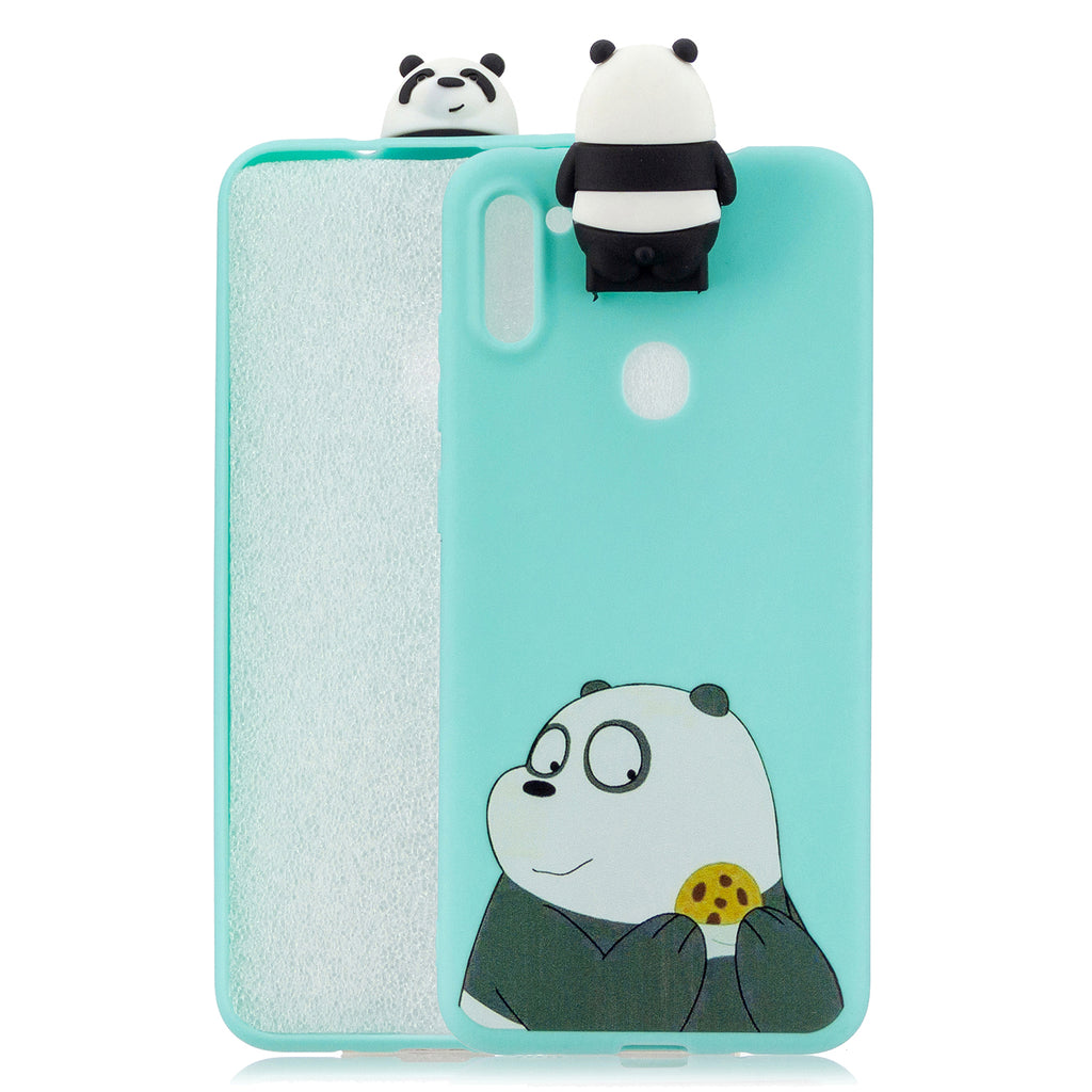 For Samsung A11 Soft TPU Back Cover Cartoon Painting Mobile Phone Case Shell with Bracket Striped Bear