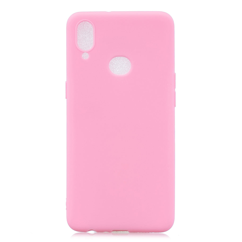 For Samsung A10S A20S Shockproof TPU Back Cover Soft Candy Color Frosted Surface Mobile Phone Case dark pink