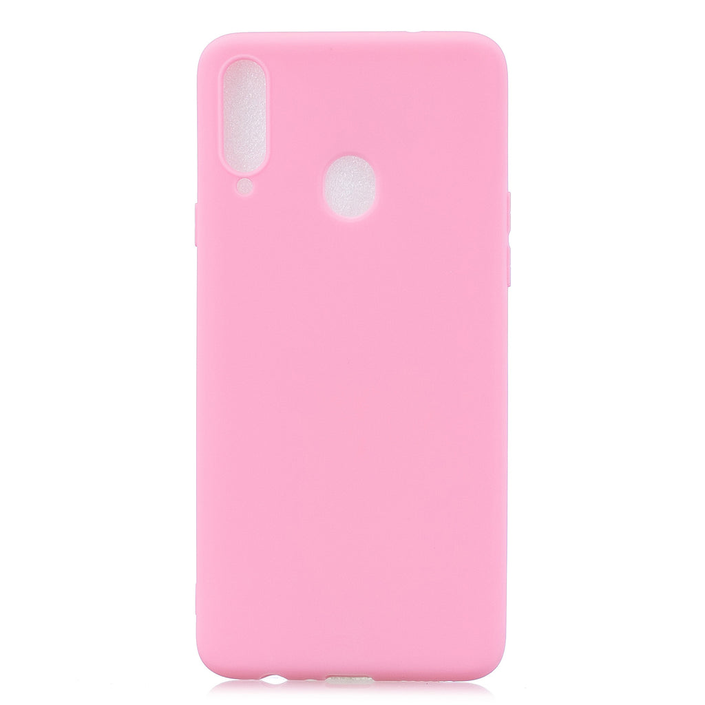 For Samsung A10S A20S Shockproof TPU Back Cover Soft Candy Color Frosted Surface Mobile Phone Case dark pink