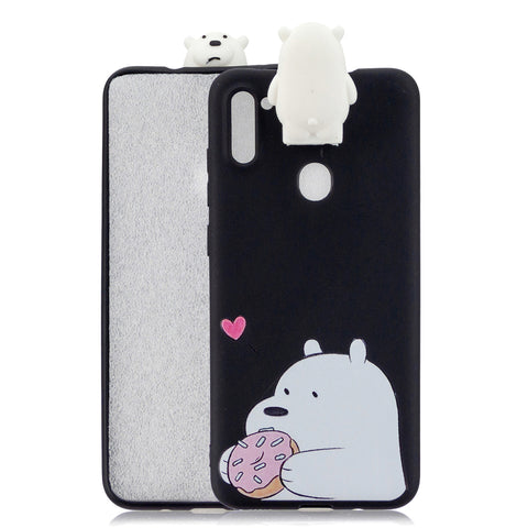 For Samsung A11 Soft TPU Back Cover Cartoon Painting Mobile Phone Case Shell with Bracket big white bear