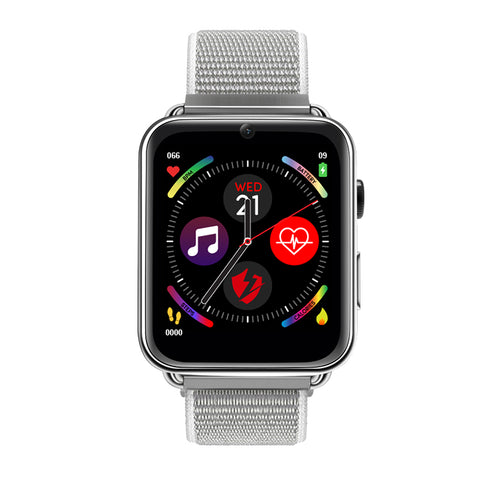LEMFO LEM10 4G Smart Watch Android 7.1 3G RAM 32G ROM 1.88 inch Big Screen LTE 4G Sim Camera GPS WIFI Heart Rate Nylon silver_32GB