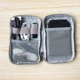 Gray Multi-function Cable Earphone Organizer Portable Source Phone Holder Electronic Accessories Digital Storage Bag for Travelling Camping Hiking Gray
