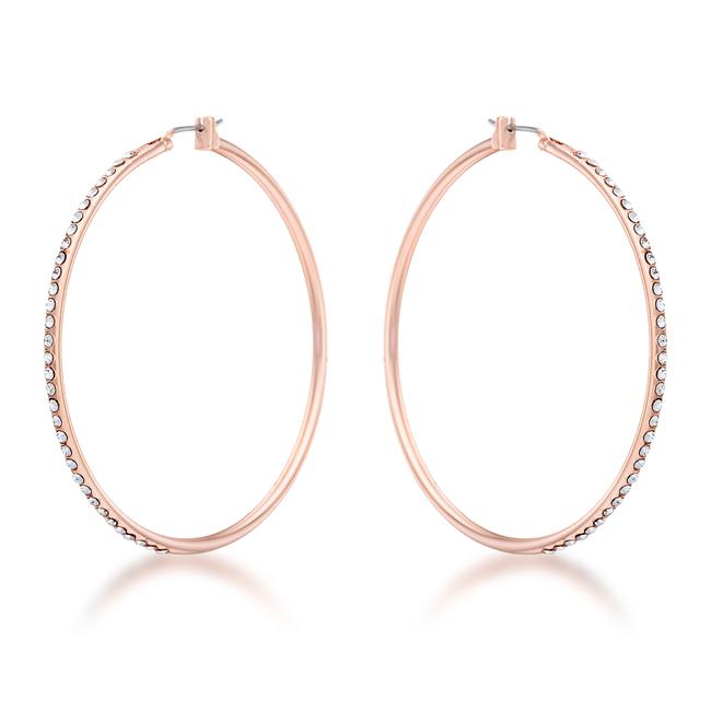 Large Rosegold Hoop Earrings with Crystals