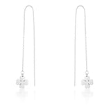 Patricia Rhodium Stainless Steel Clover Threaded Drop Earrings