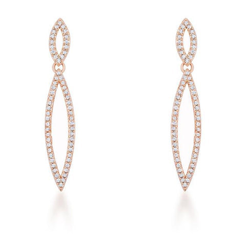 Sara 1.2ct CZ Rose Gold Delicate Double Teardrop Drop Earrings