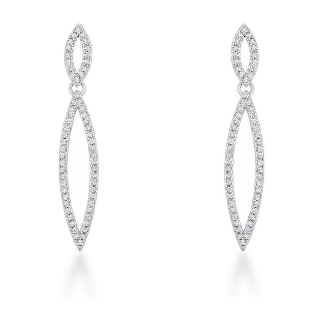 Sara 1.2ct CZ Rhodium Delicate Double Teardrop Drop Earrings