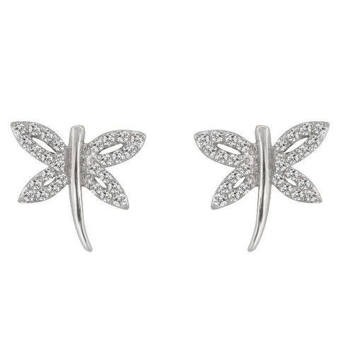 Cubic Zirconia Dragonfly Earrings