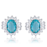Chrisalee 3.3ct Aqua CZ Rhodium Classic Stud Earrings
