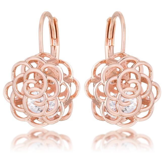 Maya 1.5ct CZ Rose Gold Rose Drop Earrings