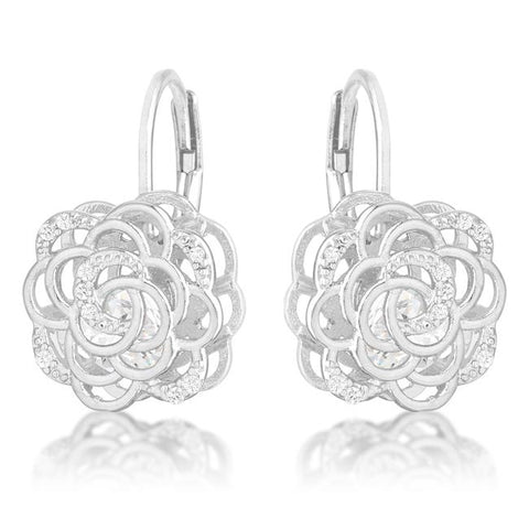Maya 1.5ct CZ Rhodium Rose Drop Earrings