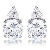 Simple Rhodium Plated 9mm Clear CZ Stud Earring