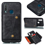 For VIVO Y17 Shockproof Double Buckle Wallet Case Cell Phone Case PU Leather Flip Stand Phone Cover With Card Slots black