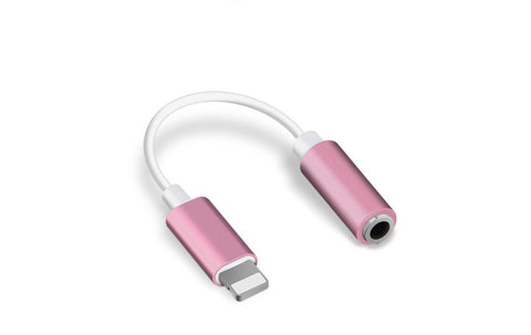 Music Headphone Adapter for iPhone 7 8 X AUX Adapter for Apple Interface Female to 3.5mm Male Adapters Headphone Jack Cable Metal plate rose gold