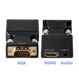 VGA Male to HDMI Female Adapter with Audio Adapter Cables 1080P for HDTV Monitor Projector black
