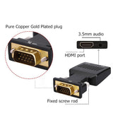 VGA Male to HDMI Female Adapter with Audio Adapter Cables 1080P for HDTV Monitor Projector black