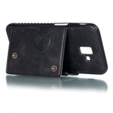 For Samsung J6 PLUS Double Buckle Non-slip Shockproof Cell Phone Case with Card Slot Bracket black