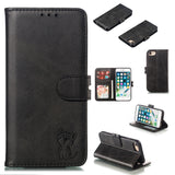 For iPhone 6/6S/7/8 Wallet-type Cute Cartoon Embossed Happy Cat PU Leather Protective Phone Case with Buckle & Bracket black