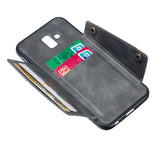 For Samsung J6 PLUS Double Buckle Non-slip Shockproof Cell Phone Case with Card Slot Bracket gray