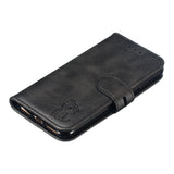For iPhone 6/6S/7/8 Wallet-type Cute Cartoon Embossed Happy Cat PU Leather Protective Phone Case with Buckle & Bracket black