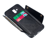 For Samsung J6 PLUS Double Buckle Non-slip Shockproof Cell Phone Case with Card Slot Bracket black