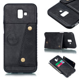 For Samsung J6 PLUS Double Buckle Non-slip Shockproof Cell Phone Case with Card Slot Bracket gray