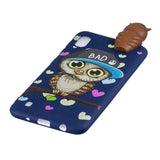 For Samsung A10 3D Cute Coloured Painted Animal TPU Anti-scratch Non-slip Protective Cover Back Case Navy blue owl