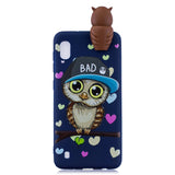 For Samsung A10 3D Cute Coloured Painted Animal TPU Anti-scratch Non-slip Protective Cover Back Case Navy blue owl