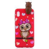 For Samsung A10 3D Cute Coloured Painted Animal TPU Anti-scratch Non-slip Protective Cover Back Case Red owl