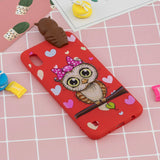 For Samsung A10 3D Cute Coloured Painted Animal TPU Anti-scratch Non-slip Protective Cover Back Case Red owl