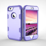 For iPhone 6/6S PC+ Silicone 2 in 1 Hit Color Tri-proof Shockproof Dustproof Anti-fall Protective Cover Back Case purple