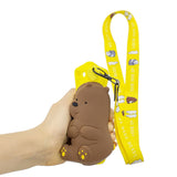 For Iphone 5 / 5S / SE Cartoon Hanging Lanyard + Fall Resistant Cartoon TPU Full Protective Mobile Phone Cover with Coin Purse 1 yellow brown bear