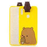 For Samsung A11 Soft TPU Back Cover Cartoon Painting Mobile Phone Case Shell with Bracket Brown Bear