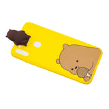 For Samsung A11 Soft TPU Back Cover Cartoon Painting Mobile Phone Case Shell with Bracket Brown Bear