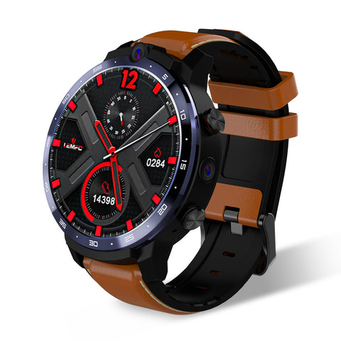 LEMFO LEM12 Face ID 1.6 Inch Dual Camera LTE 4G Smart Watch Android 7.1 3GB 32GB 1800mah Battery Men Smartwatch brown