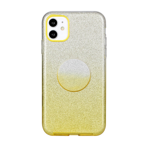 For iphone X/XS/XR/XS MAX/11/11 pro MAX Phone Case Gradient Color Glitter Powder Phone Cover with Airbag Bracket yellow
