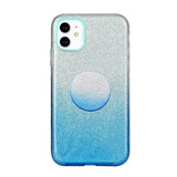 For iphone X/XS/XR/XS MAX/11/11 pro MAX Phone Case Gradient Color Glitter Powder Phone Cover with Airbag Bracket blue