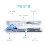 Uv Sterilized Storage Box Set Portable Container for Chopsticks Spoons Cutlery white