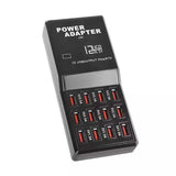 Multi 12 Port USB Charging Station Hub Desktop Wall Cell Phone Charger Organizer EU plug