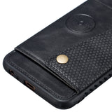 For Samsung J4 PLUS PU Protective Phone Back Case with Card Slot Bracket black