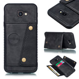 For Samsung J4 PLUS PU Protective Phone Back Case with Card Slot Bracket black