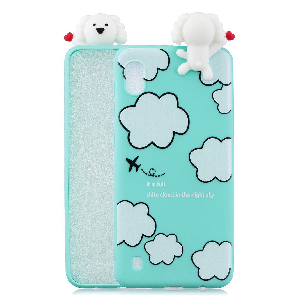 For Samsung A10 3D Cute Coloured Painted Animal TPU Anti-scratch Non-slip Protective Cover Back Case Cloud