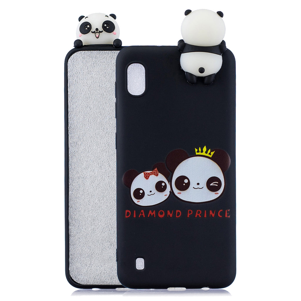 For Samsung A10 3D Cute Coloured Painted Animal TPU Anti-scratch Non-slip Protective Cover Back Case Two pandas