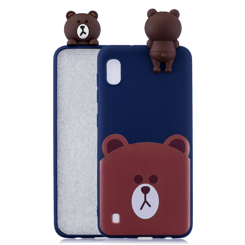 For Samsung A10 3D Cute Coloured Painted Animal TPU Anti-scratch Non-slip Protective Cover Back Case Bear