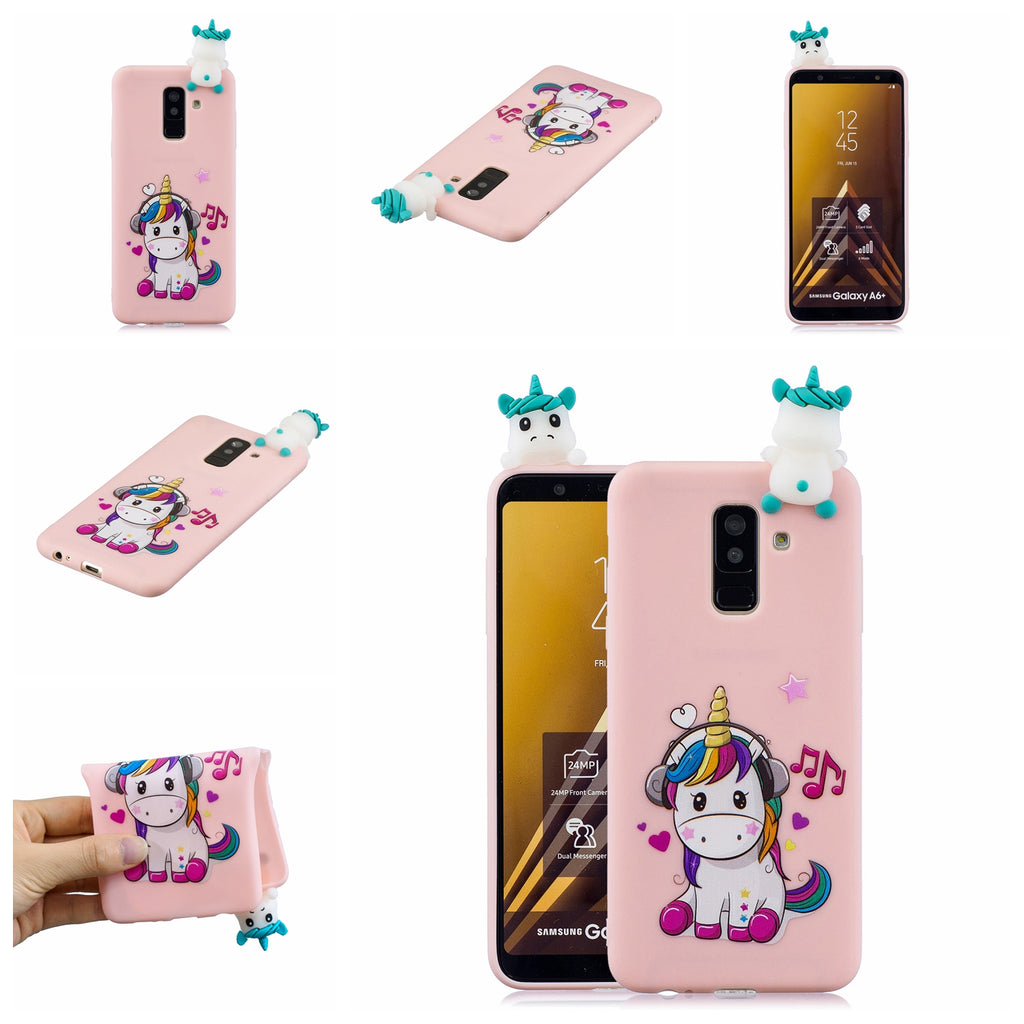 For Samsung A6 plus 2018 3D Cartoon Lovely Coloured Painted Soft TPU Back Cover Non-slip Shockproof Full Protective Case Music unicorn