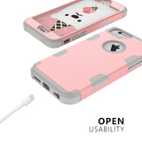 For iPhone 6/6S PC+ Silicone 2 in 1 Hit Color Tri-proof Shockproof Dustproof Anti-fall Protective Cover Back Case Rose gold + gray