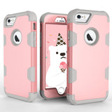 For iPhone 6/6S PC+ Silicone 2 in 1 Hit Color Tri-proof Shockproof Dustproof Anti-fall Protective Cover Back Case Rose gold + gray