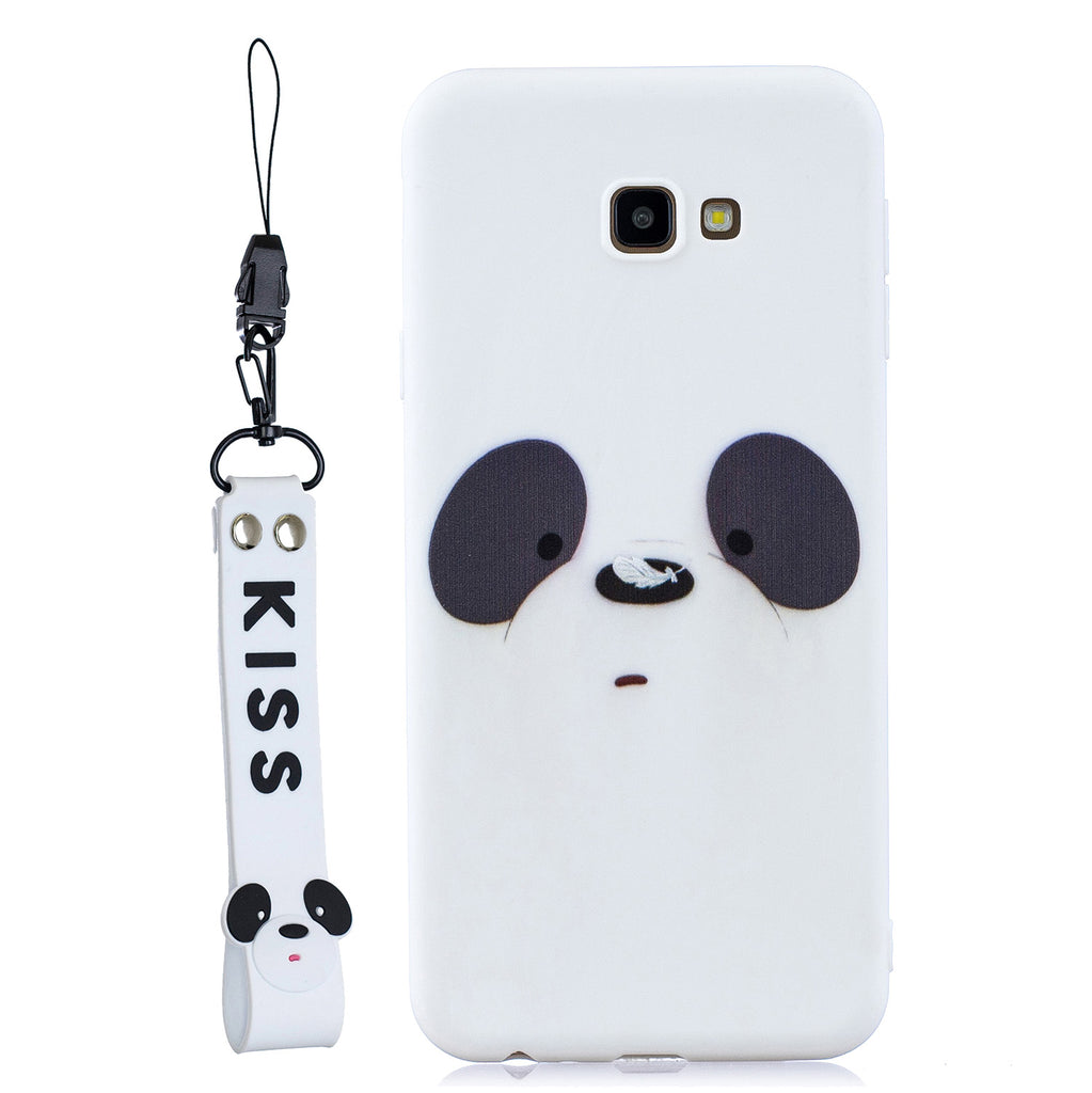 For Samsung A5 2017 Cartoon Lovely Coloured Painted Soft TPU Back Cover Non-slip Shockproof Full Protective Case with Lanyard white